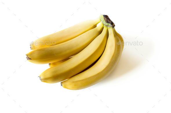 Close-up view of bunch of fresh ripe bananas isolated on white Stock Photo  by LightFieldStudios