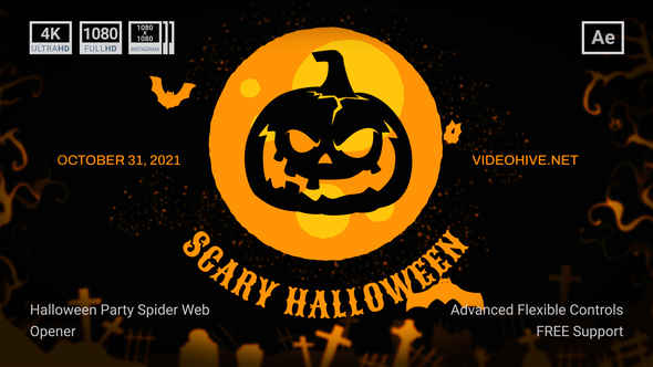 Halloween Party Spider - VideoHive 33875412