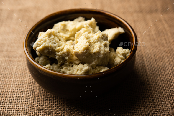 Raw Khoa, Khua, khoya, or mawa is a thickened Milk - Stock Photo - Images