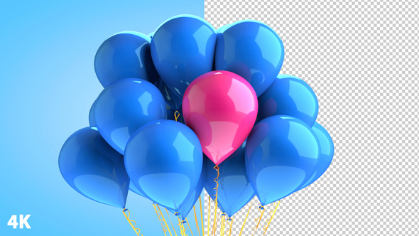 Isolated Floating Happy Birthday Balloons 4K