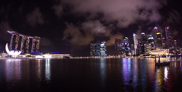 Clouds Over Singapore Skyline Timelapse Fisheye