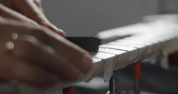 Luthier Grinds Guitar Frets at Musical Instruments Repair Shop  60Fps 10 Bit alt