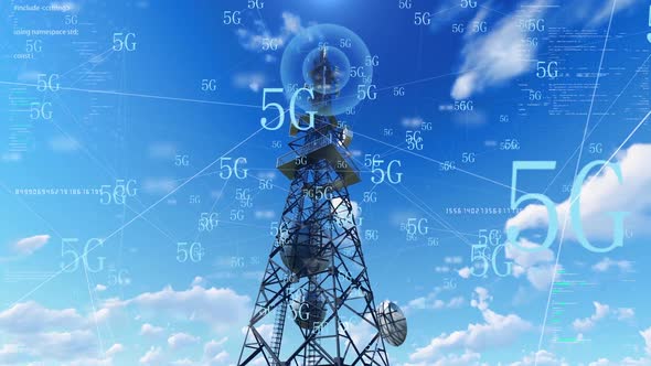 5g Signal Tower Base Station Transmitting Signal