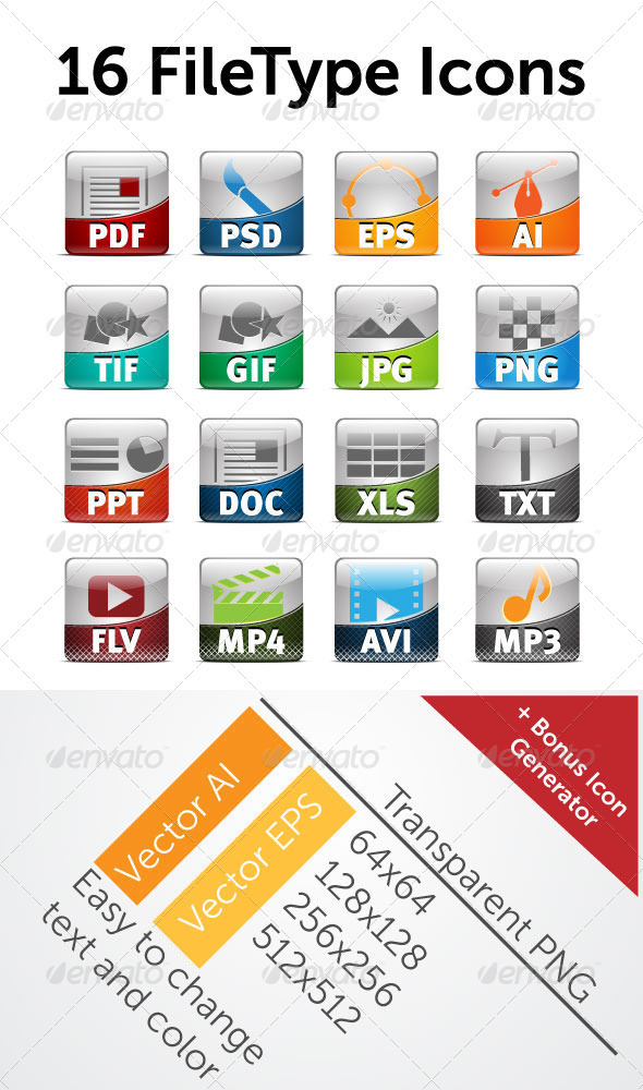 16 File Type Icon - Web Icons