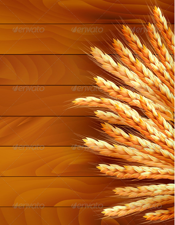 Ears of wheat on wooden background - Flowers & Plants Nature