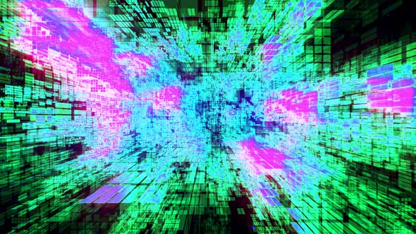 Trippy Abstract Pixelated Cubes in Endless 3D space Digital Glitch Art VJ Loop