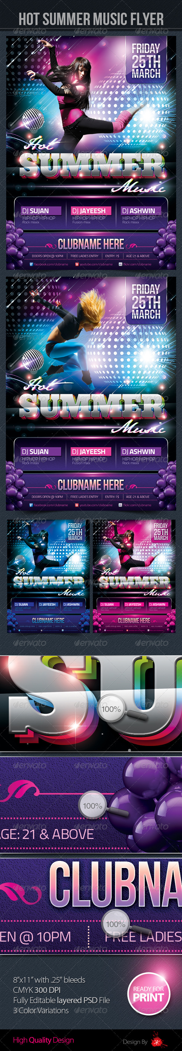 Hot Summer Music Flyer - Clubs & Parties Events