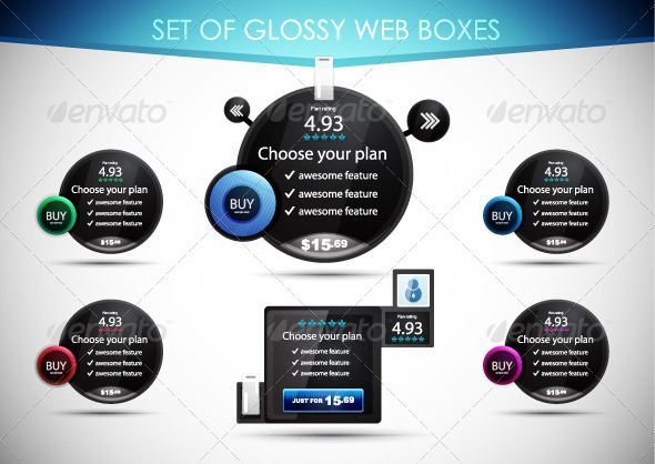 Glossy Black Web Boxes - Web Technology
