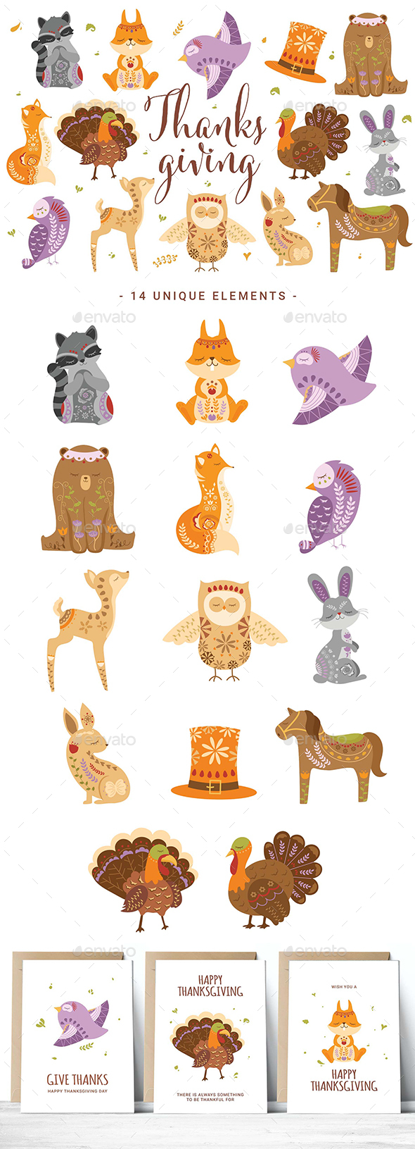 Thanksgiving Woodland Creature Clipart