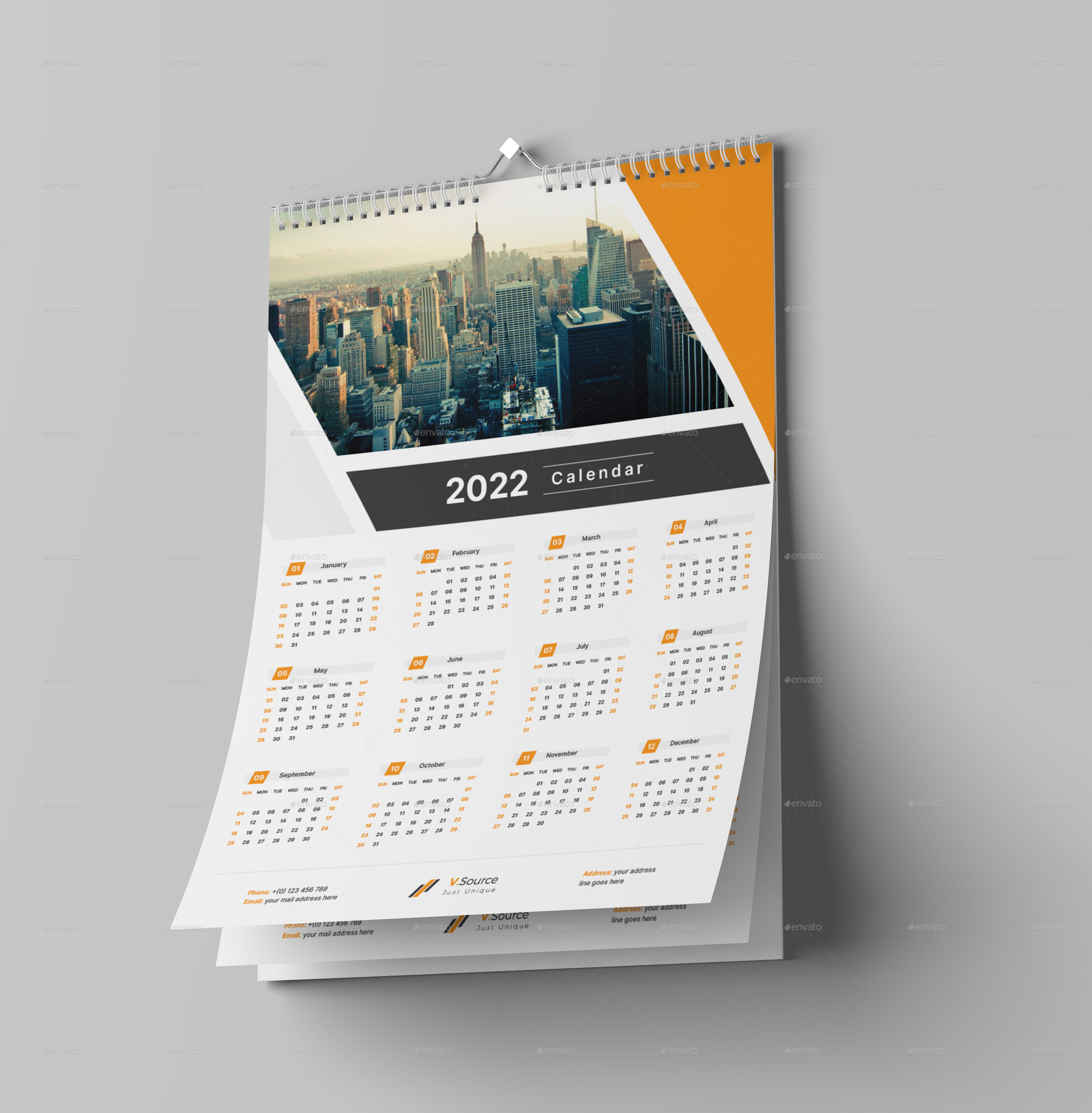 Wall Calendar 2022, Print Templates GraphicRiver