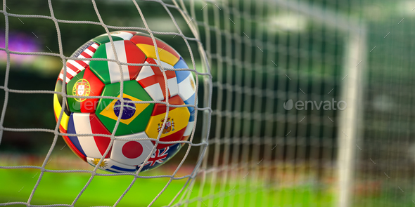 Football ball with flags of world countries - Stock Photo - Images