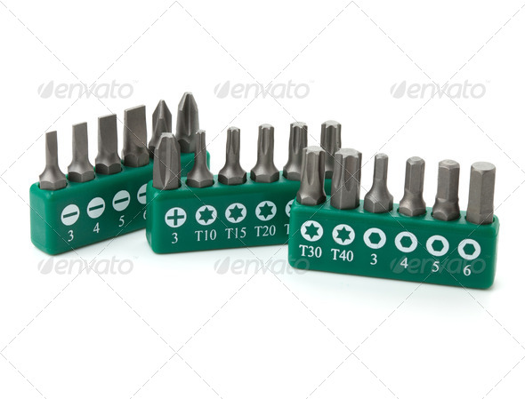 Set of heads for screwdriver - Stock Photo - Images