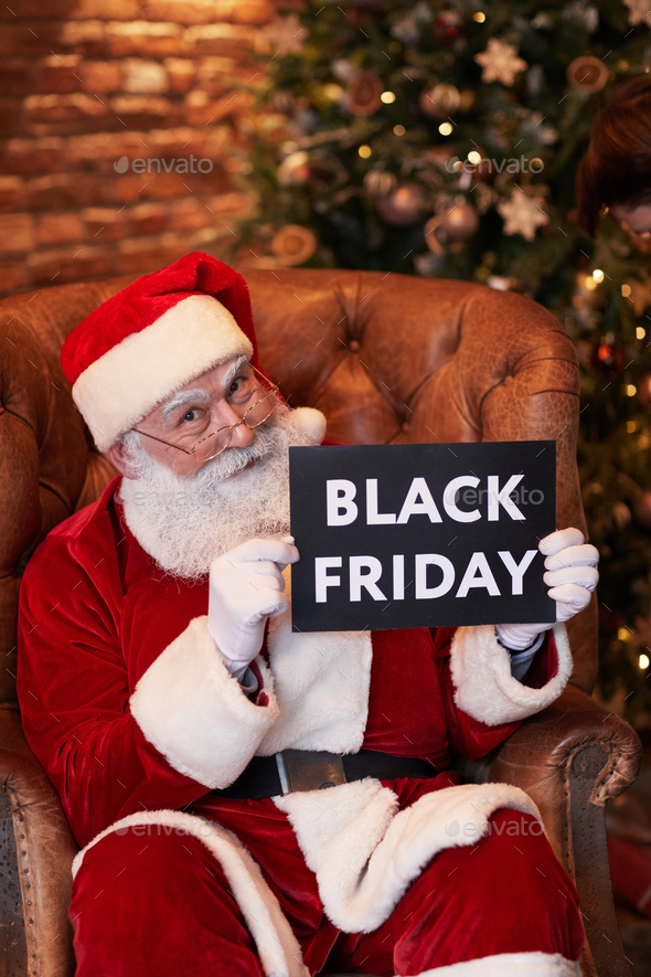 Santa Claus With Black Friday Banner