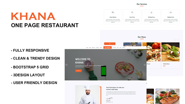 Good KHANA- One Page Restaurant HTML5 Template