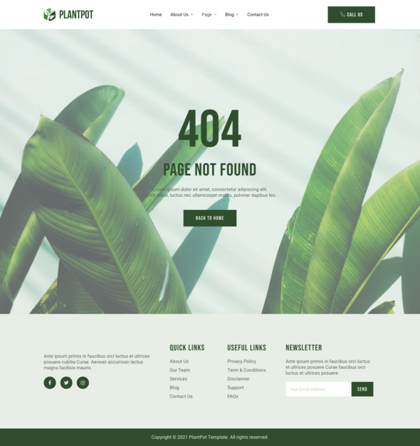 Plantpot ? Houseplants & Gardening Elementor Template Kit