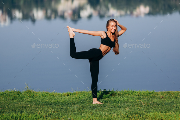 Set Of Four Standing Yoga Poses Asana In Hatha Yoga Happy Girl In Yoga Pose  Stock Illustration - Download Image Now - iStock