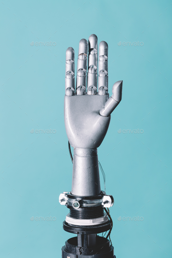 Robotic hand in retro future style