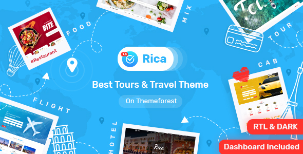 Rica - Travel , Tours ,  Food Delivery,  Hotels & Restaurants Site Template + Admin Html Included
