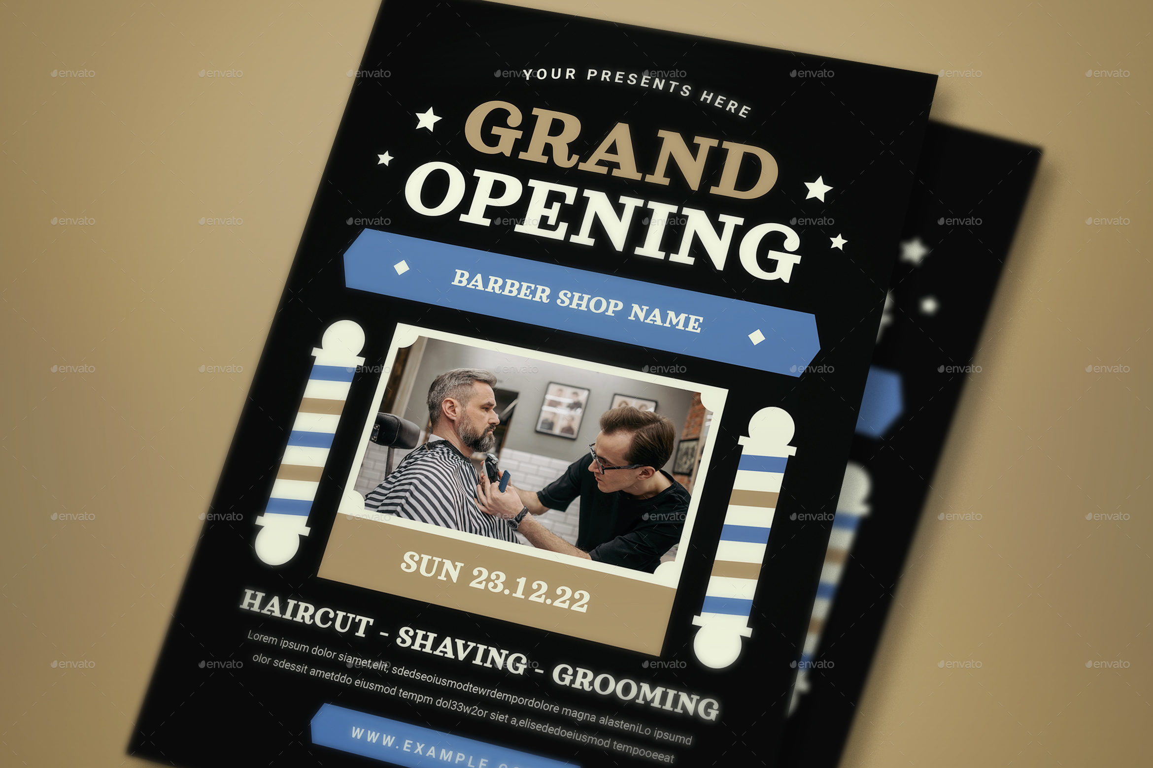 Grand Opening Barbershop Flyer Set, Print Templates | GraphicRiver