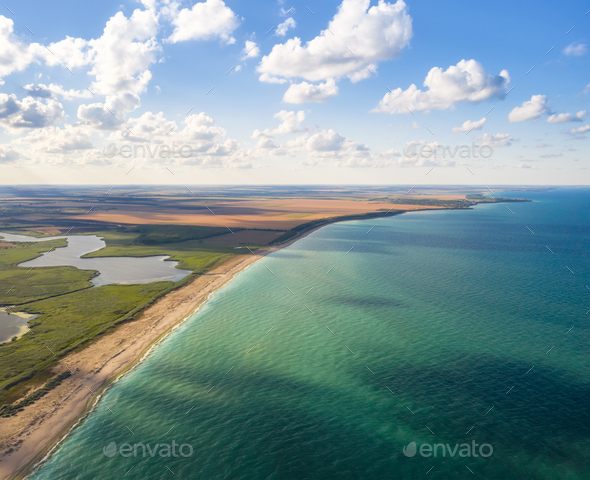 Aerial panoramic view of picturesque coastline - Stock Photo - Images
