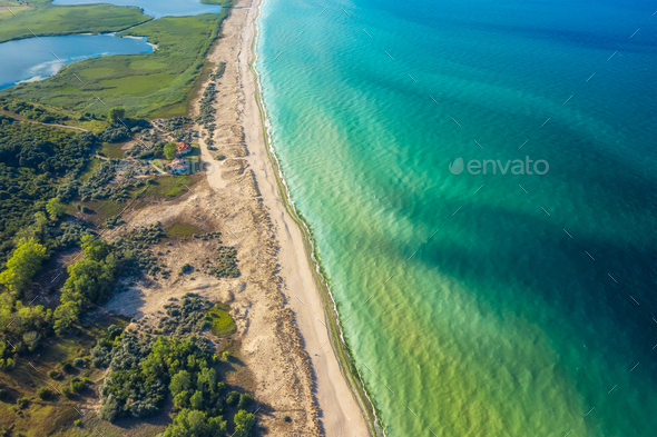 Aerial panoramic view of picturesque coastline - Stock Photo - Images