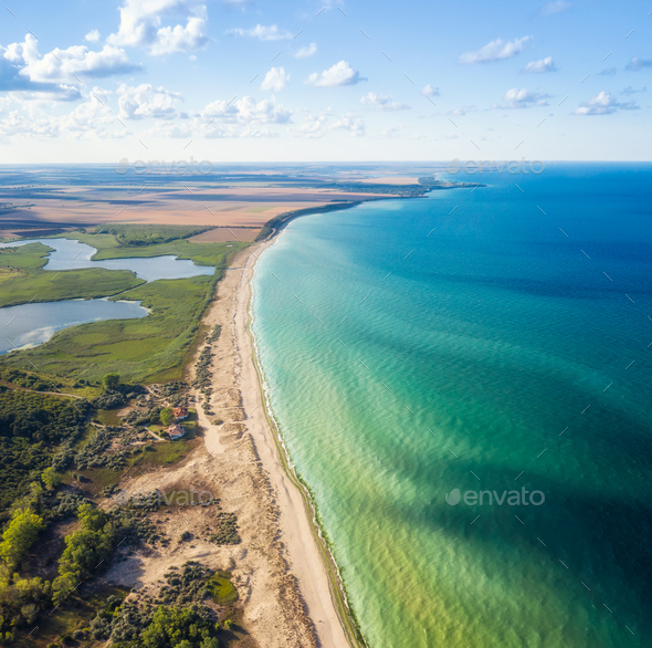 Aerial panoramic view of picturesque coastline - Stock Photo - Images