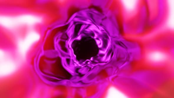 Abstract Organic tunnel with liquid surface. 3d loop animation