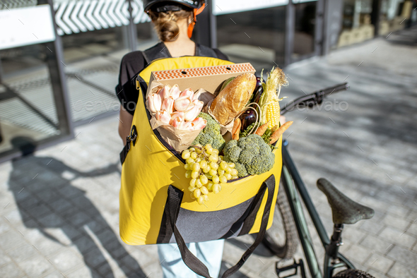 Courier delivering fresh products