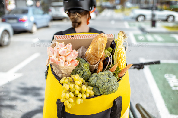 Courier delivering fresh products