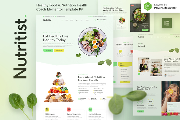 Nutritist – Healthy Food & Nutrition Coach Elementor Template Kit