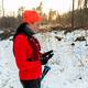 Female Runner Checking Mobile While Running in Woods. - PhotoDune Item for Sale