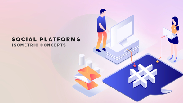 Social platforms - Isometric Concept