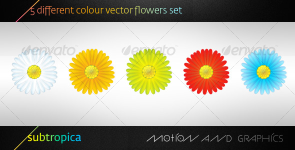 5 Vector Flowers Set - Organic Objects Objects