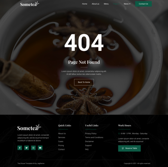 Sometea ? Tea House Cafe & Restaurant Elementor Template Kit