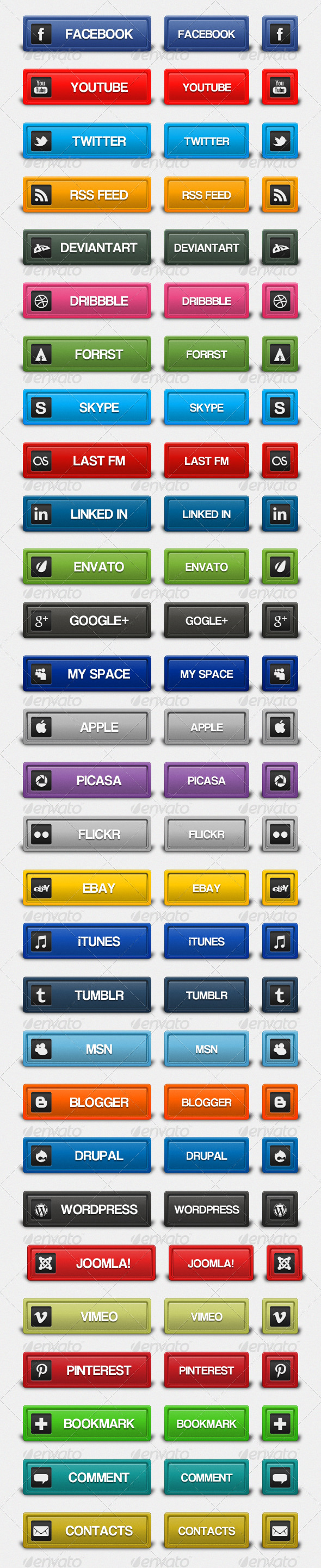 Social Buttons - Buttons Web Elements