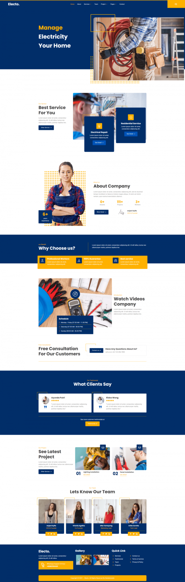 Electo - Electricity Services Elementor Template Kit