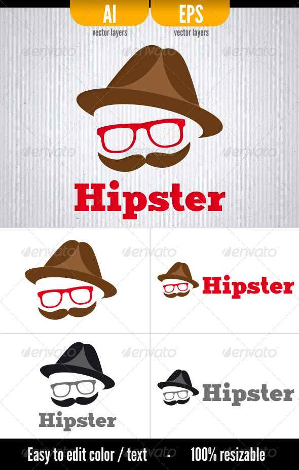 Hipster - Logo Template - Humans Logo Templates