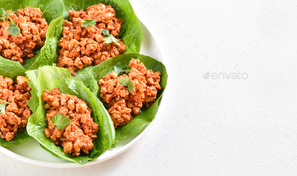 Thai style minced meat lettuce cups