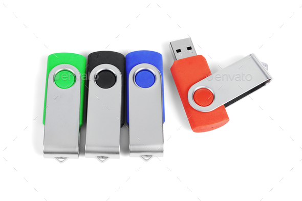 Four Portable USB Pen drives - Stock Photo - Images