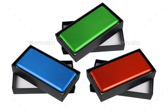 Boxes of Mobile Phone Power Banks - Stock Photo - Images