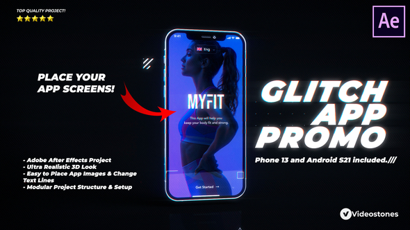 Glitch App Promo - Dynamic & Modern Mobile App Mockup Demonstration Video