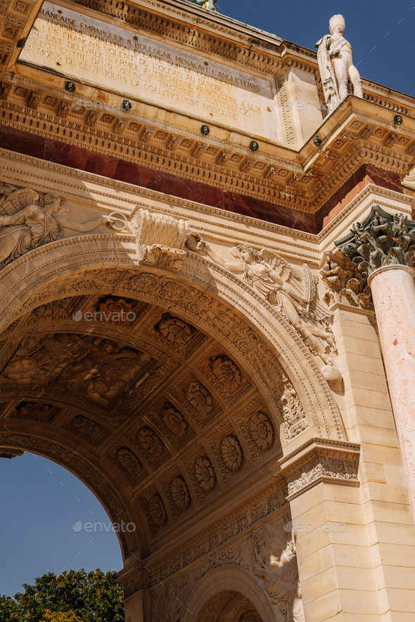 Detail of the Triumphal Arc in Paris, France - Stock Photo - Images