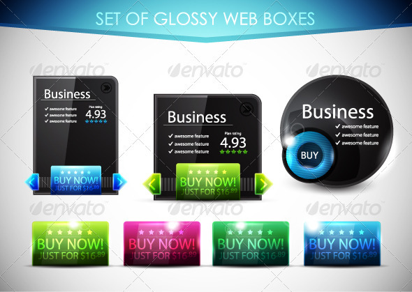 Glossy Black Web Boxes - Web Technology