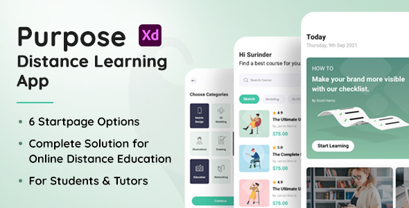 Purpose - Distance Learning App XD Template