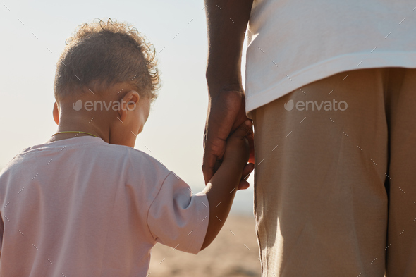 Father and Son Holding Hands Back View - Stock Photo - Images
