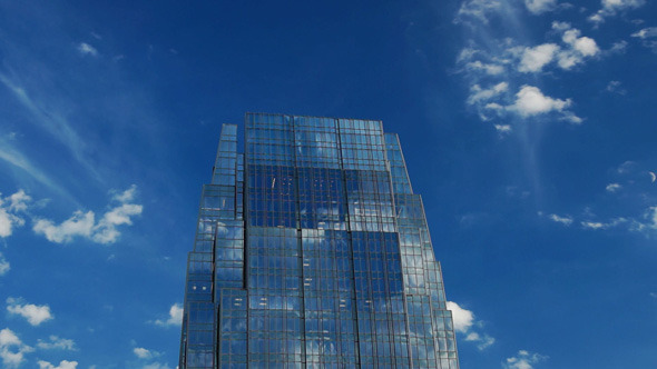 Modern Skyscraper with Moving Clouds