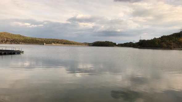 Lake nature of Bor and  dam 4K 2160p 30fps UltraHD footage - Eastern Serbian landscape by autumn 384 alt
