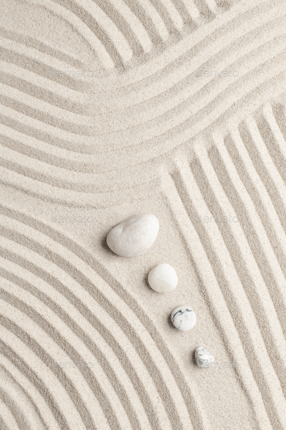 Zen Marble Stones Sand Background In Peace Concept