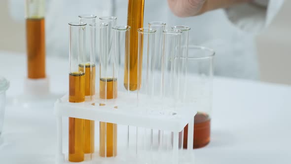 Tests being machine oil carried out in a laboratory alt