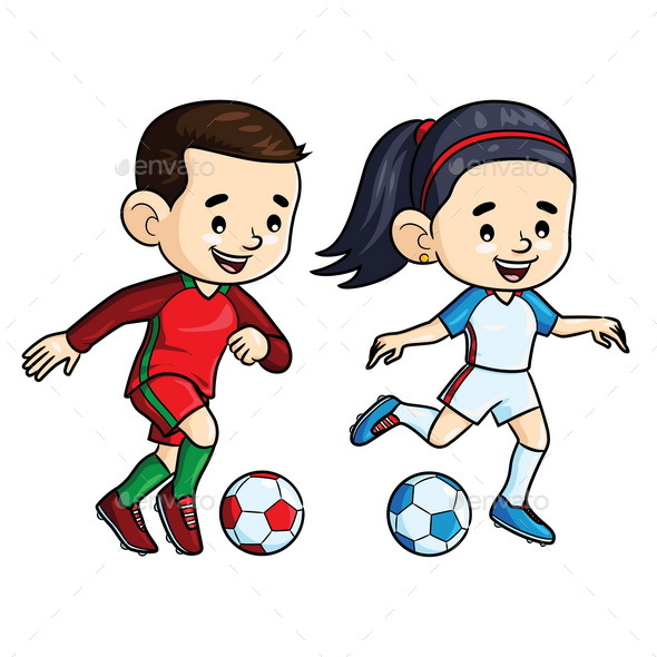 Soccer Player Kids Cartoon by rubynurbaidi | GraphicRiver